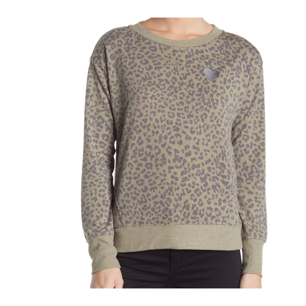 C&C CALIFORNIA
Alexa Pullover Sweatshirt In Olive Leopard / Gunm